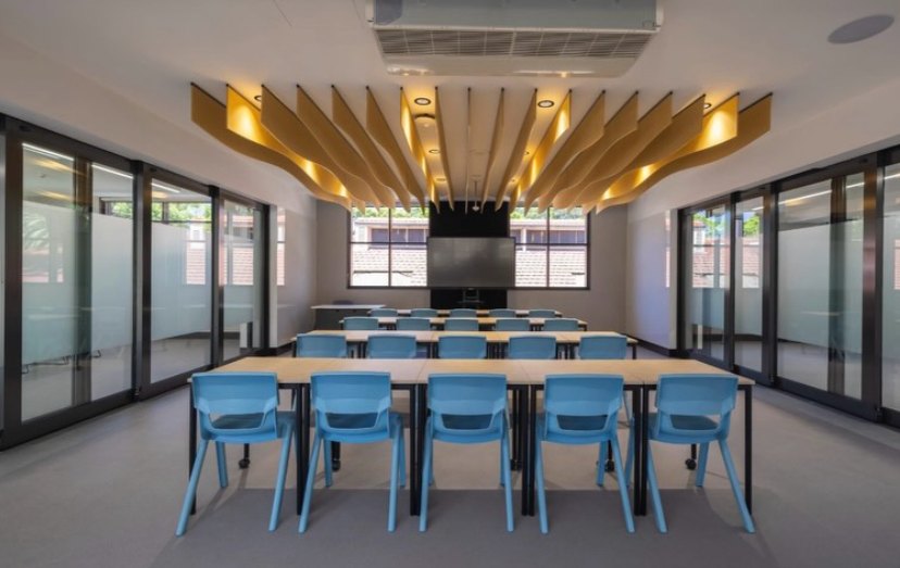 School learning space with feature ceiling lighting